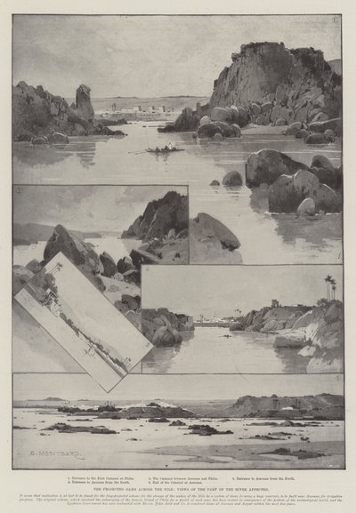 Les barrages projetés sur le Nil, vues de la partie du fleuve affectée - Charles Auguste Loye